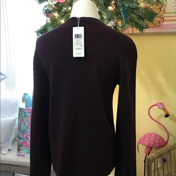 Eileen Fisher Funnel Neck Sweater Casis Size XXS 19” B x 24” L - Picture 4 of 16